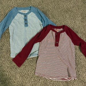 Striped Kids Boys Raglan Long Sleeve Shirts Bundle Lot Set